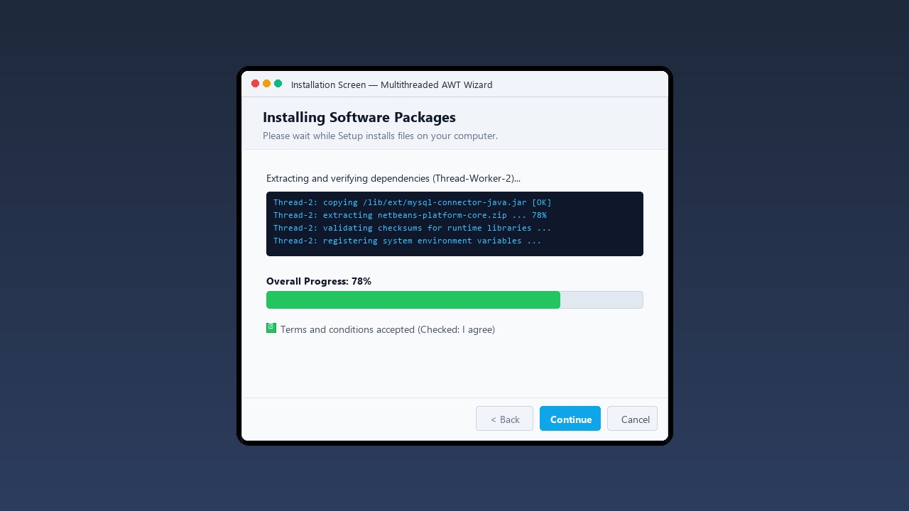 Installation Panel (Multithreaded AWT)