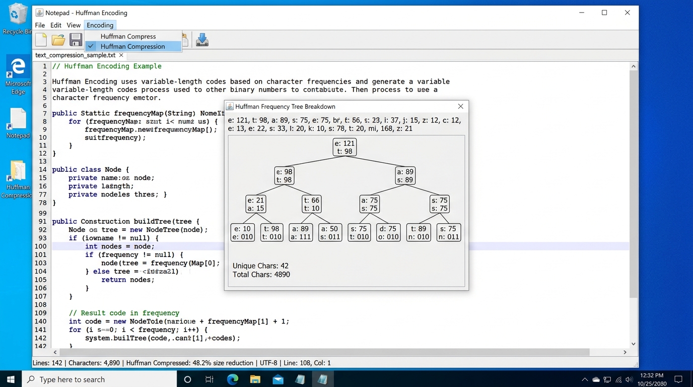 Custom Text Editor with Huffman Compression (AWT)