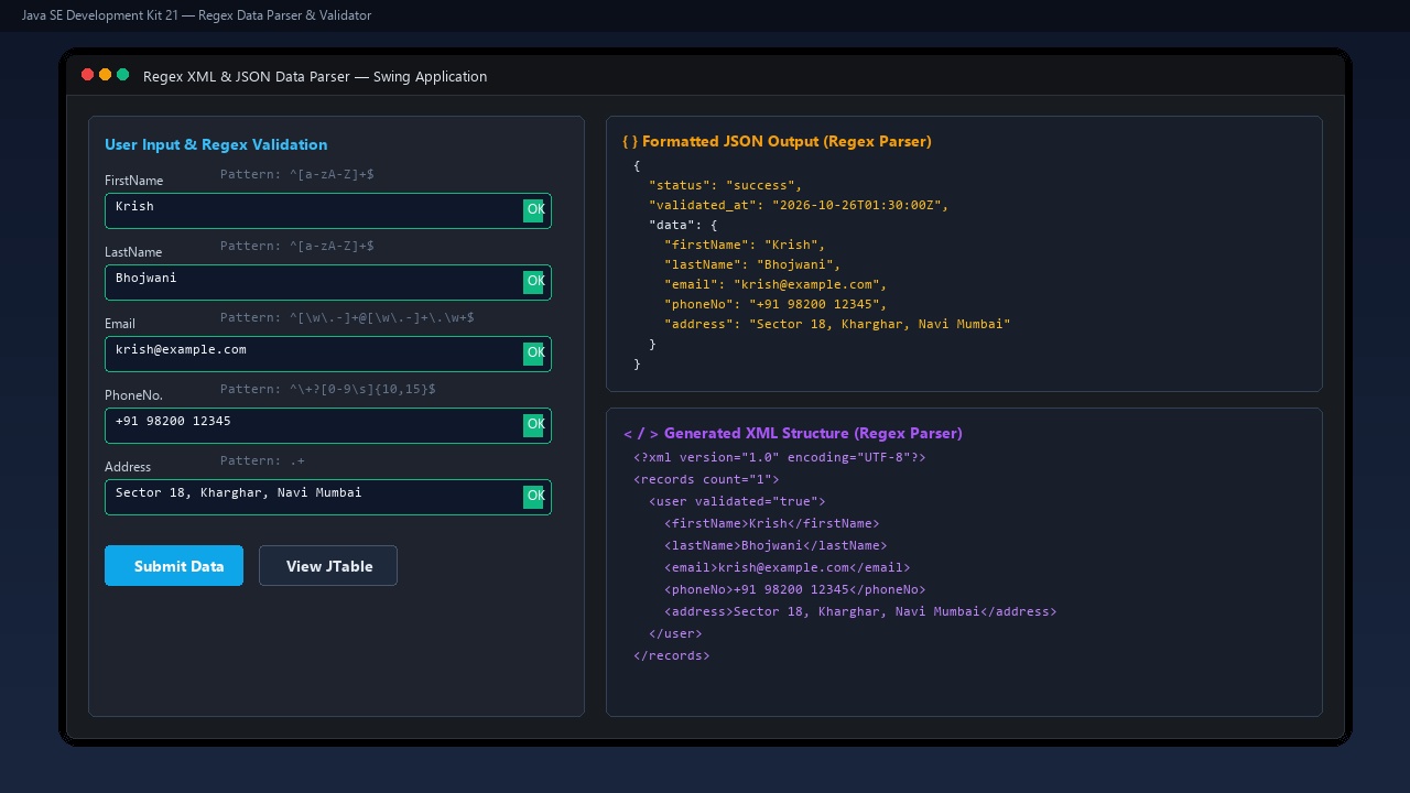Regex XML & JSON Parsers
